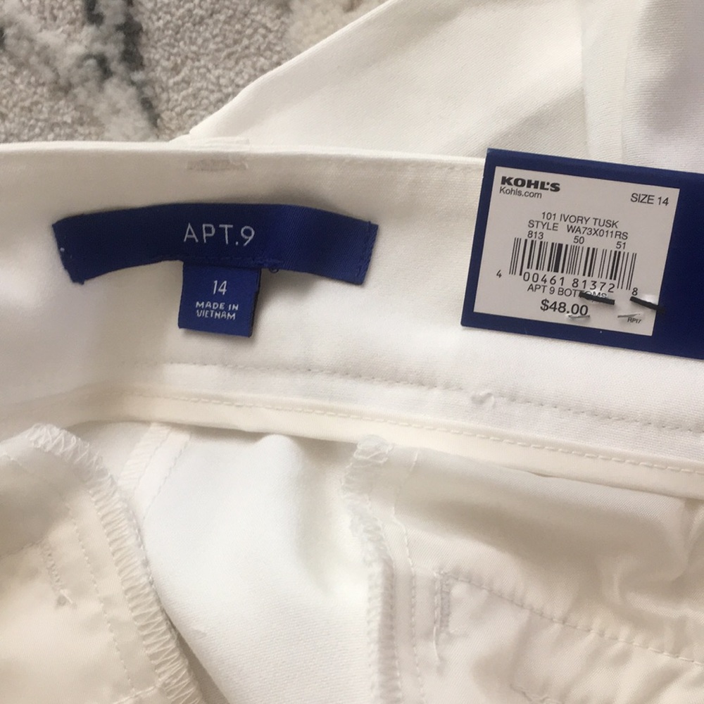 Apt.9 Torie Straight Leg Mid Rise Pants in Ivory Tusk Womens Sizes 16 - Picture 5 of 6